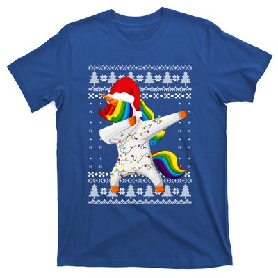 Ugly Xmas Sweater Unicorn Dabbing Dab Dance Christmas Lights Gift T-Shirt