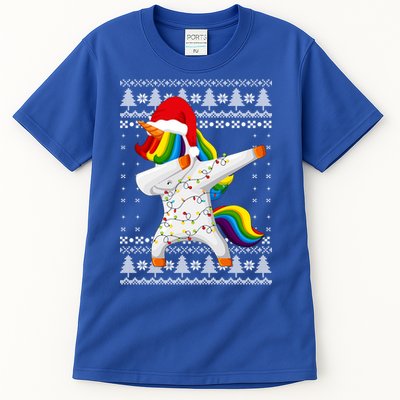 Ugly Xmas Sweater Unicorn Dabbing Dab Dance Christmas Lights Gift Tall T-Shirt