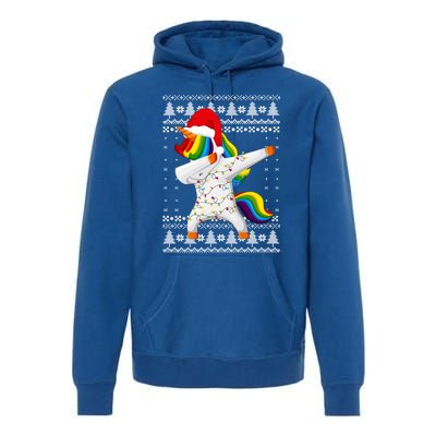 Ugly Xmas Sweater Unicorn Dabbing Dab Dance Christmas Lights Gift Premium Hoodie