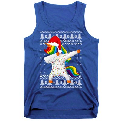 Ugly Xmas Sweater Unicorn Dabbing Dab Dance Christmas Lights Gift Tank Top