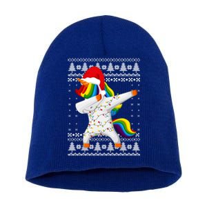 Ugly Xmas Sweater Unicorn Dabbing Dab Dance Christmas Lights Gift Short Acrylic Beanie