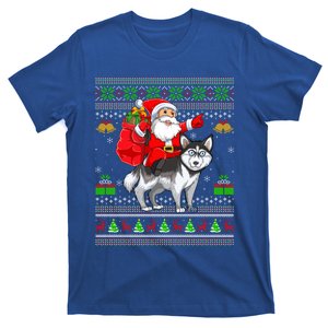 Ugly Xmas Santa Riding Siberian Husky Dog Christmas Gift T-Shirt