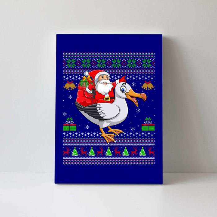 Ugly Xmas Santa Riding Albatross Bird Christmas Gift Canvas