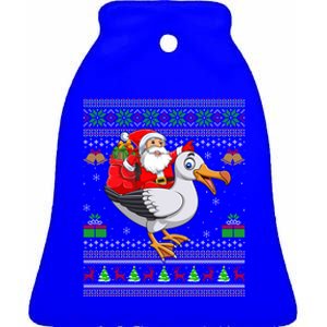 Ugly Xmas Santa Riding Albatross Bird Christmas Gift Ceramic Bell Ornament