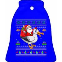 Ugly Xmas Santa Riding Albatross Bird Christmas Gift Ceramic Bell Ornament