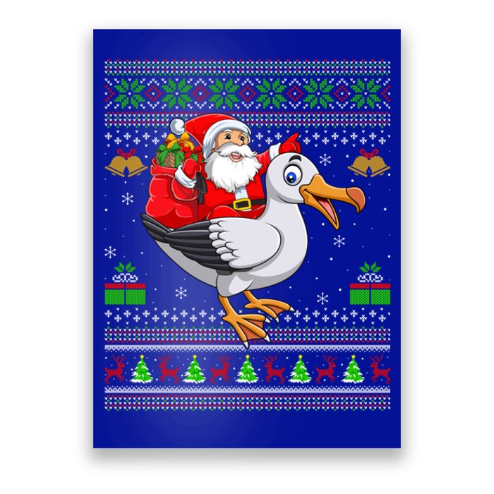 Ugly Xmas Santa Riding Albatross Bird Christmas Gift Poster