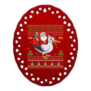 Ugly Xmas Santa Riding Albatross Bird Christmas Gift Ceramic Oval Ornament