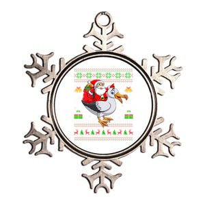 Ugly Xmas Santa Riding Albatross Bird Christmas Gift Metallic Star Ornament