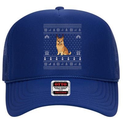 Ugly Xmas Sweater Brussels Griffon Dog Reindeer Christmas High Crown Mesh Back Trucker Hat