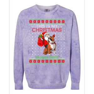 Ugly Xmas Sweater Santa Riding English Bulldog Christmas Gift Colorblast Crewneck Sweatshirt