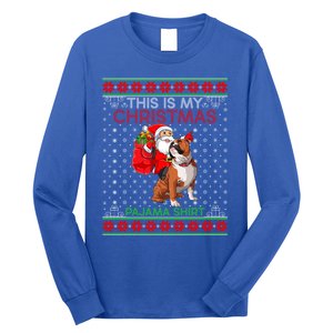 Ugly Xmas Sweater Santa Riding English Bulldog Christmas Gift Long Sleeve Shirt