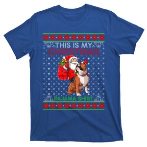 Ugly Xmas Sweater Santa Riding English Bulldog Christmas Gift T-Shirt