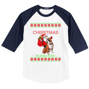 Ugly Xmas Sweater Santa Riding English Bulldog Christmas Gift Baseball Sleeve Shirt