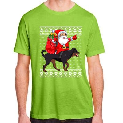 Ugly Xmas Sweater Santa Riding Rottweiler Dog Christmas Gift Adult ChromaSoft Performance T-Shirt