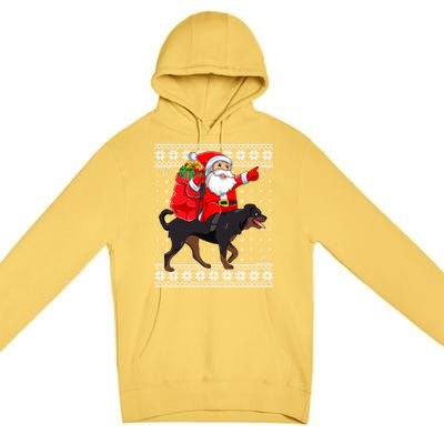 Ugly Xmas Sweater Santa Riding Rottweiler Dog Christmas Gift Premium Pullover Hoodie