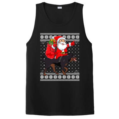 Ugly Xmas Sweater Santa Riding Rottweiler Dog Christmas Gift PosiCharge Competitor Tank