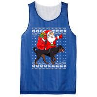 Ugly Xmas Sweater Santa Riding Rottweiler Dog Christmas Gift Mesh Reversible Basketball Jersey Tank