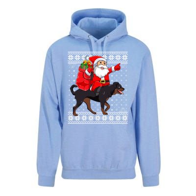 Ugly Xmas Sweater Santa Riding Rottweiler Dog Christmas Gift Unisex Surf Hoodie