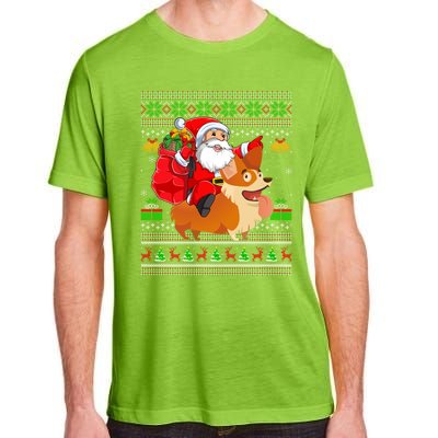 Ugly Xmas Santa Riding Welsh Corgi Dog Christmas Meaningful Gift Adult ChromaSoft Performance T-Shirt