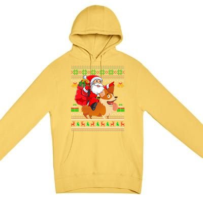 Ugly Xmas Santa Riding Welsh Corgi Dog Christmas Meaningful Gift Premium Pullover Hoodie