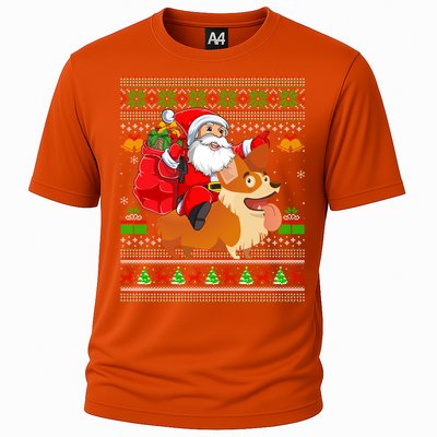 Ugly Xmas Santa Riding Welsh Corgi Dog Christmas Meaningful Gift Cooling Performance Crew T-Shirt