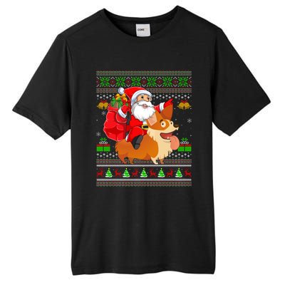 Ugly Xmas Santa Riding Welsh Corgi Dog Christmas Meaningful Gift Tall Fusion ChromaSoft Performance T-Shirt