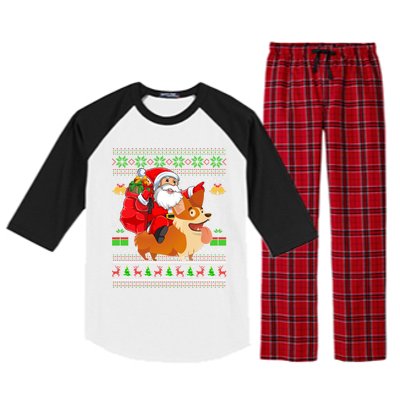 Ugly Xmas Santa Riding Welsh Corgi Dog Christmas Meaningful Gift Raglan Sleeve Pajama Set