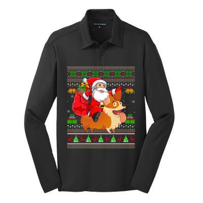 Ugly Xmas Santa Riding Welsh Corgi Dog Christmas Meaningful Gift Silk Touch Performance Long Sleeve Polo