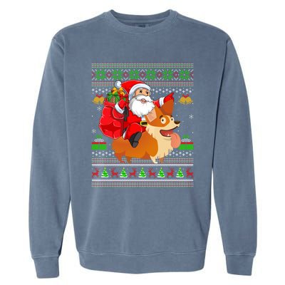 Ugly Xmas Santa Riding Welsh Corgi Dog Christmas Meaningful Gift Garment-Dyed Sweatshirt