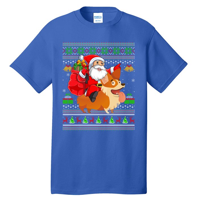 Ugly Xmas Santa Riding Welsh Corgi Dog Christmas Meaningful Gift Tall T-Shirt