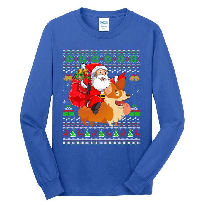 Ugly Xmas Santa Riding Welsh Corgi Dog Christmas Meaningful Gift Tall Long Sleeve T-Shirt