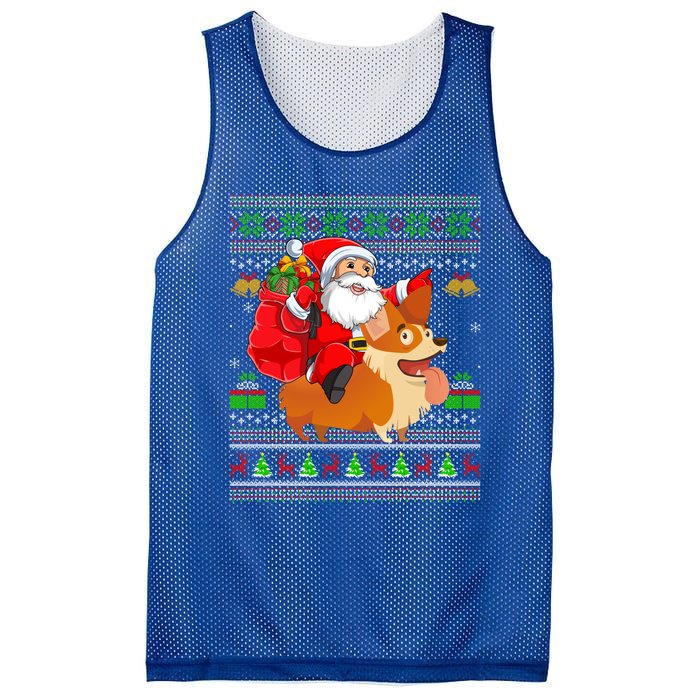 Ugly Xmas Santa Riding Welsh Corgi Dog Christmas Meaningful Gift Mesh Reversible Basketball Jersey Tank