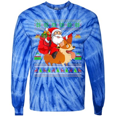 Ugly Xmas Santa Riding Welsh Corgi Dog Christmas Meaningful Gift Tie-Dye Long Sleeve Shirt