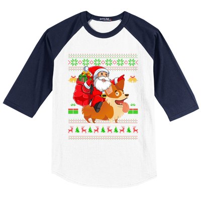 Ugly Xmas Santa Riding Welsh Corgi Dog Christmas Meaningful Gift Baseball Sleeve Shirt