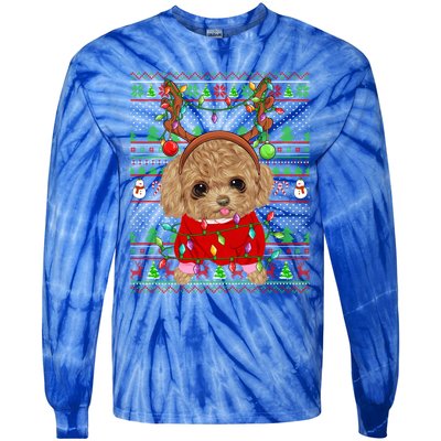 Ugly Xmas Sweater Style Lights Toy Poodle Dog Christmas Cute Gift Tie-Dye Long Sleeve Shirt