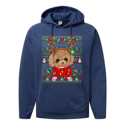 Ugly Xmas Sweater Style Lights Toy Poodle Dog Christmas Cute Gift Performance Fleece Hoodie