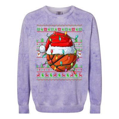 Ugly Xmas Sweater Style Lighting Basketball Christmas Cute Gift Colorblast Crewneck Sweatshirt