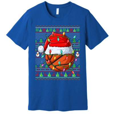 Ugly Xmas Sweater Style Lighting Basketball Christmas Cute Gift Premium T-Shirt