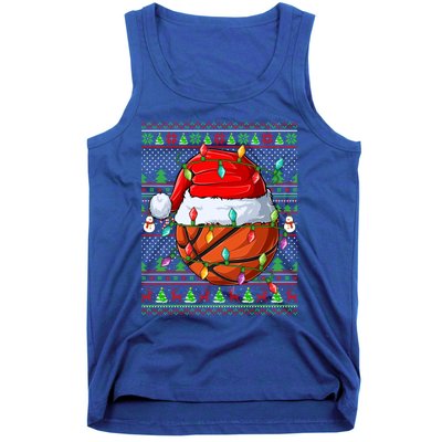 Ugly Xmas Sweater Style Lighting Basketball Christmas Cute Gift Tank Top