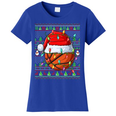 Ugly Xmas Sweater Style Lighting Basketball Christmas Cute Gift Women's T-Shirt