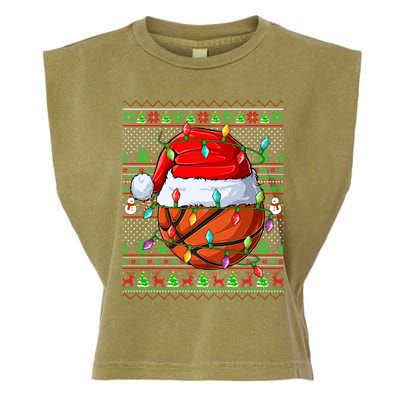 Ugly Xmas Sweater Style Lighting Basketball Christmas Cute Gift Garment-Dyed Women's Muscle Tee