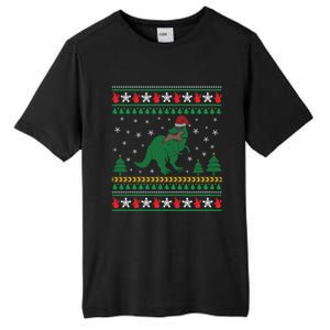 Ugly Xmas T Rex Christmas Dinosaur Eating Reindeer Cute Gift Tall Fusion ChromaSoft Performance T-Shirt