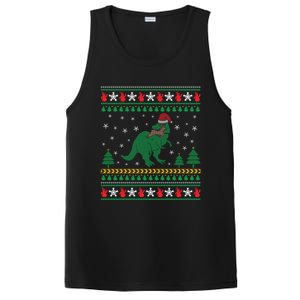 Ugly Xmas T Rex Christmas Dinosaur Eating Reindeer Cute Gift PosiCharge Competitor Tank