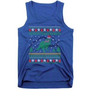 Ugly Xmas T Rex Christmas Dinosaur Eating Reindeer Cute Gift Tank Top