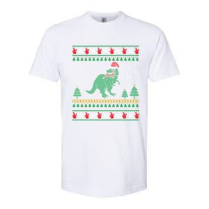 Ugly Xmas T Rex Christmas Dinosaur Eating Reindeer Cute Gift Softstyle CVC T-Shirt