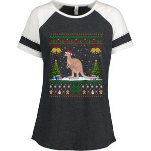 Ugly Xmas Tree Lights Santa Hat Kangaroo Christmas Great Gift Enza Ladies Jersey Colorblock Tee