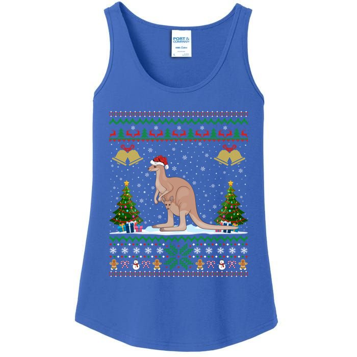 Ugly Xmas Tree Lights Santa Hat Kangaroo Christmas Great Gift Ladies Essential Tank