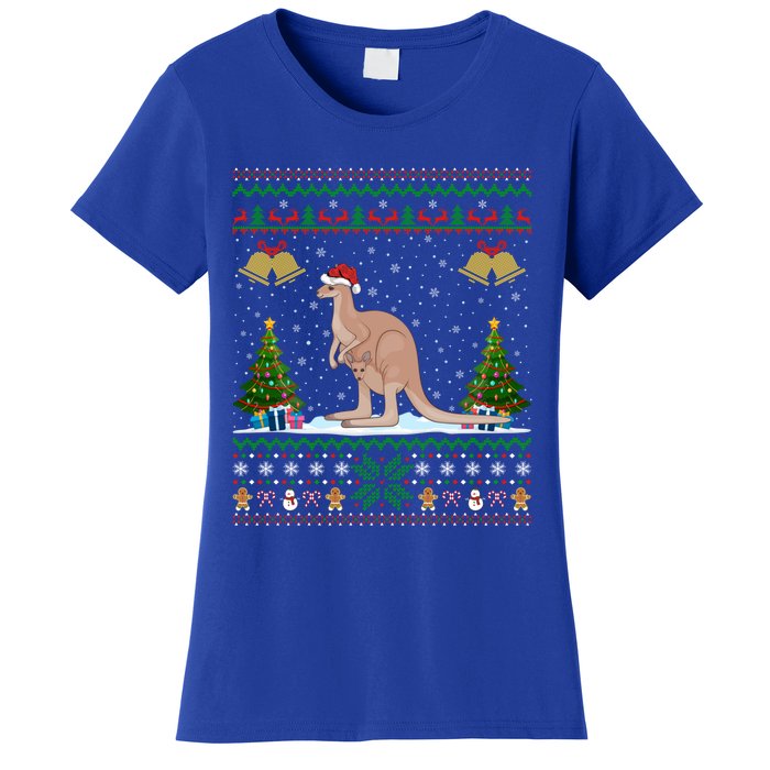 Ugly Xmas Tree Lights Santa Hat Kangaroo Christmas Great Gift Women's T-Shirt