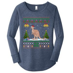 Ugly Xmas Tree Lights Santa Hat Kangaroo Christmas Great Gift Women's Perfect Tri Tunic Long Sleeve Shirt