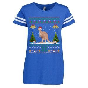 Ugly Xmas Tree Lights Santa Hat Kangaroo Christmas Great Gift Enza Ladies Jersey Football T-Shirt